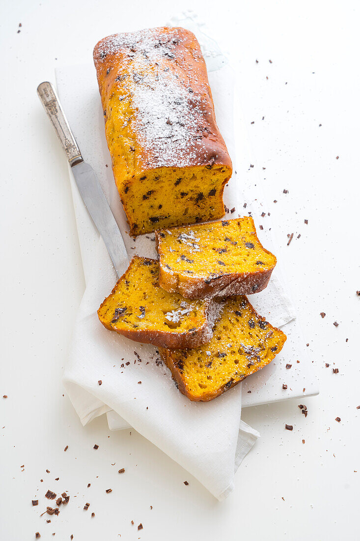 Pumpkin pie with chocolate chips