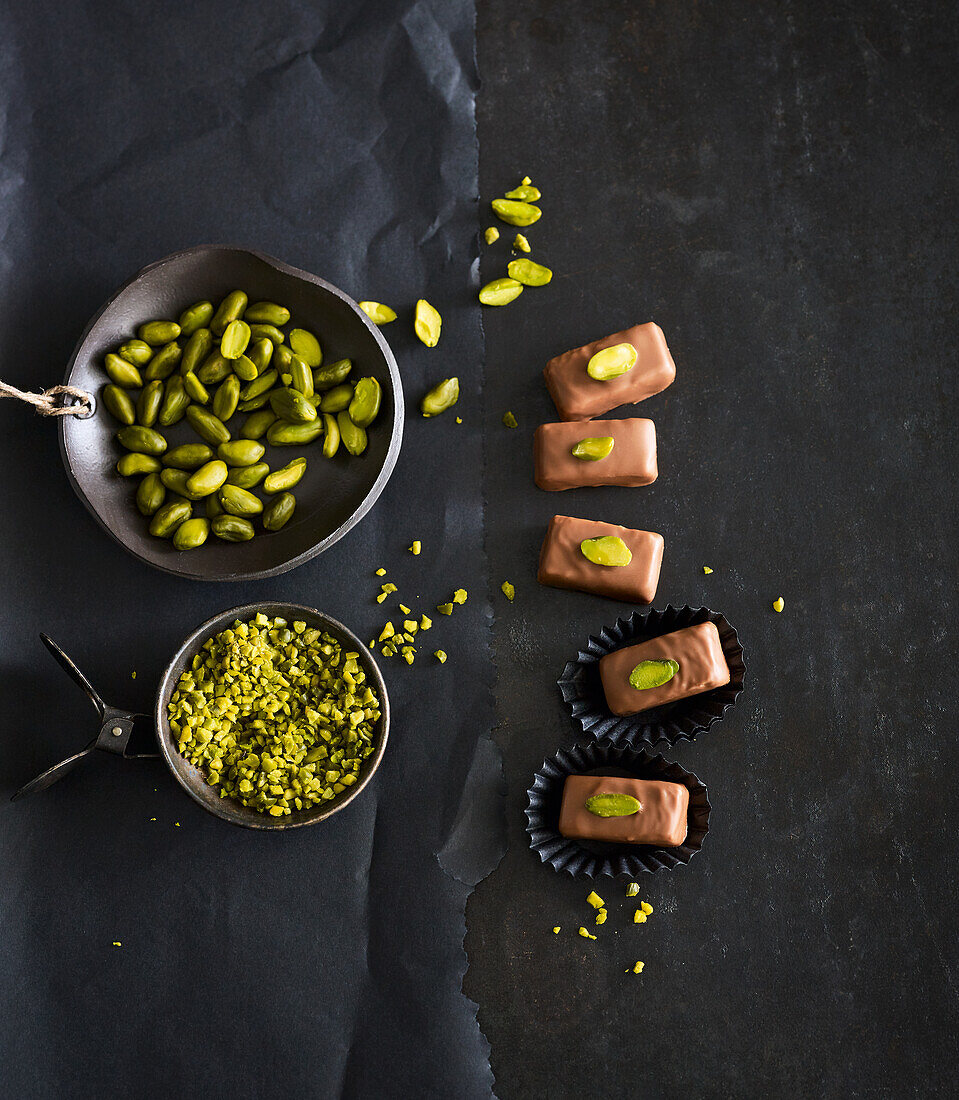 Pistachio almond pralines