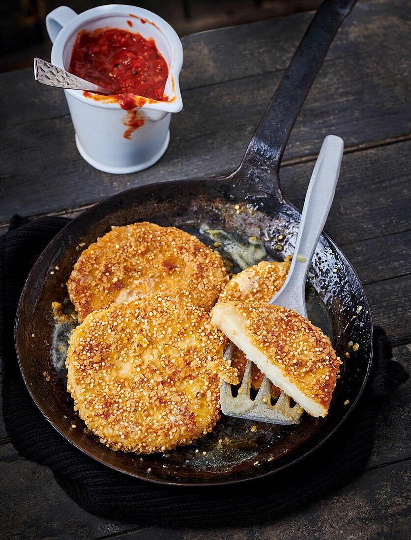 Sellerieschnitzel in Haferflocken-Amaranth-Panade