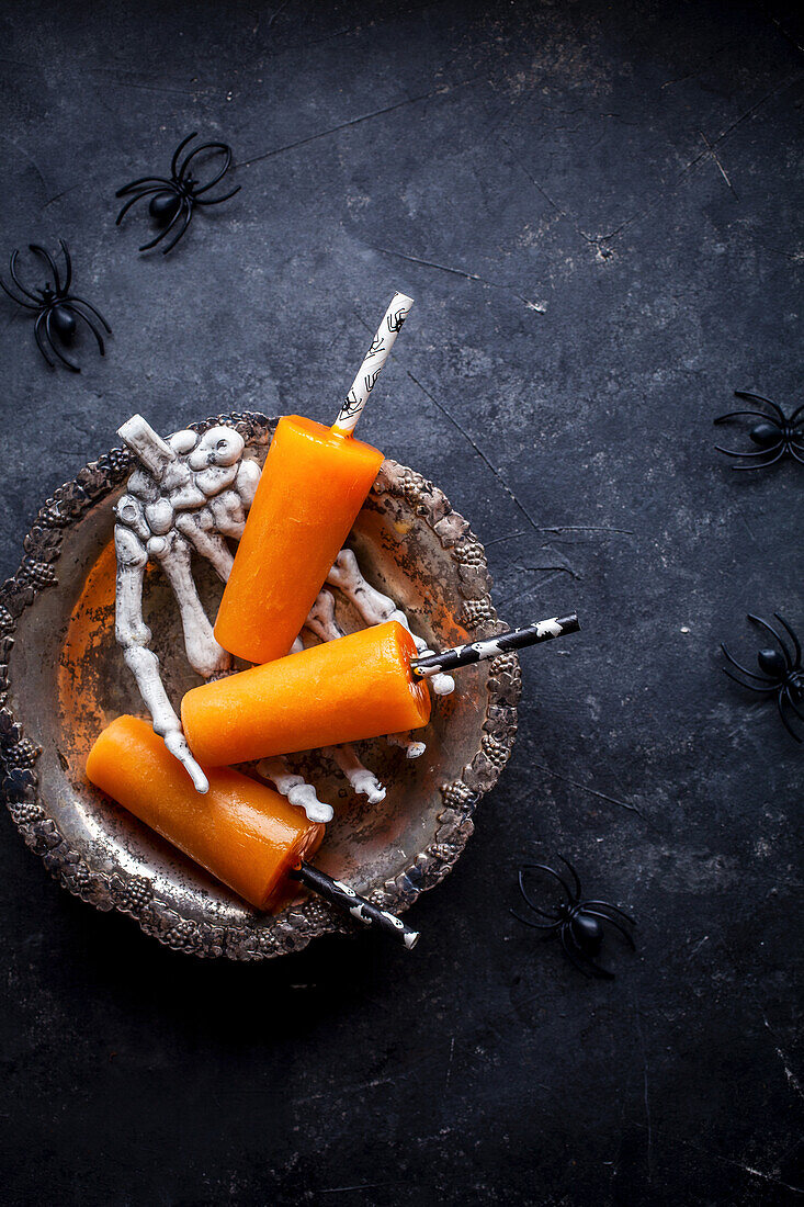 Orange popsicles for Halloween