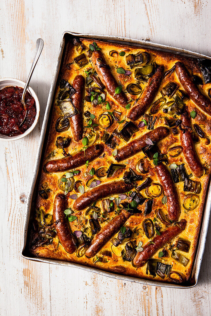 Toad in the Hole mit Chipolata (England)
