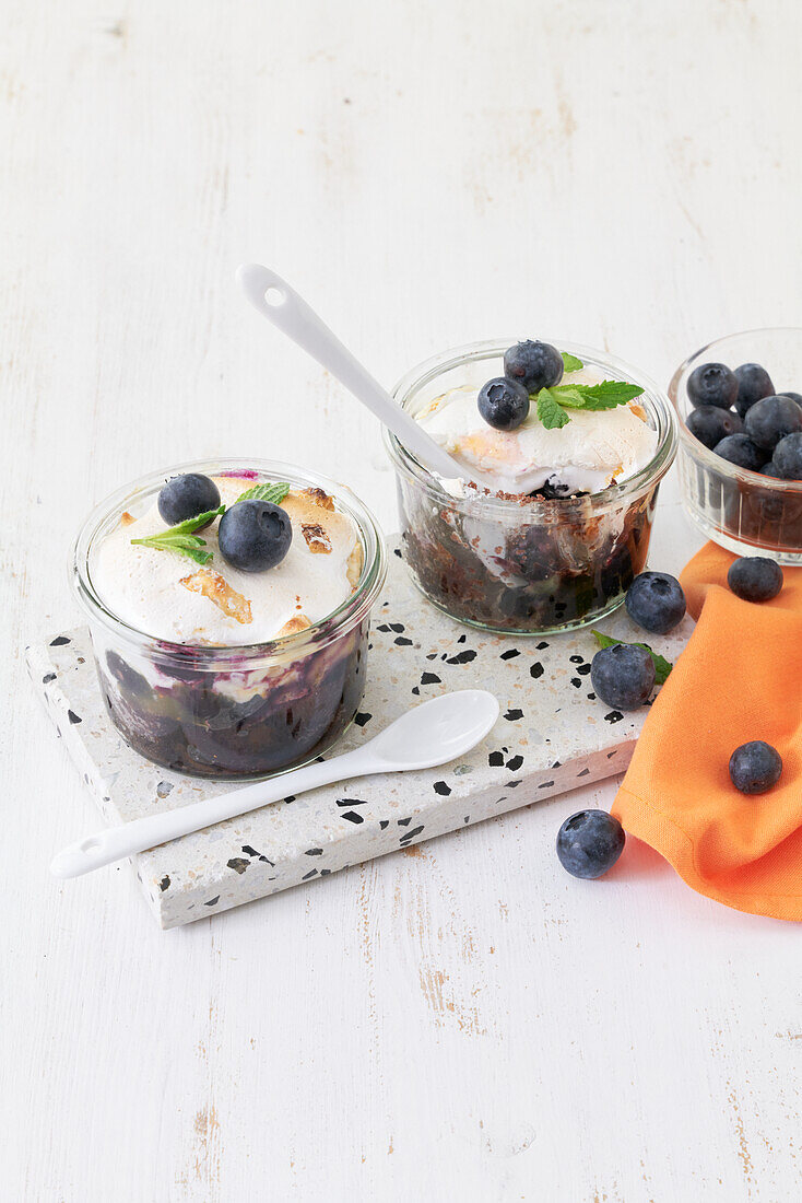 Blueberry and chocolate mug cake