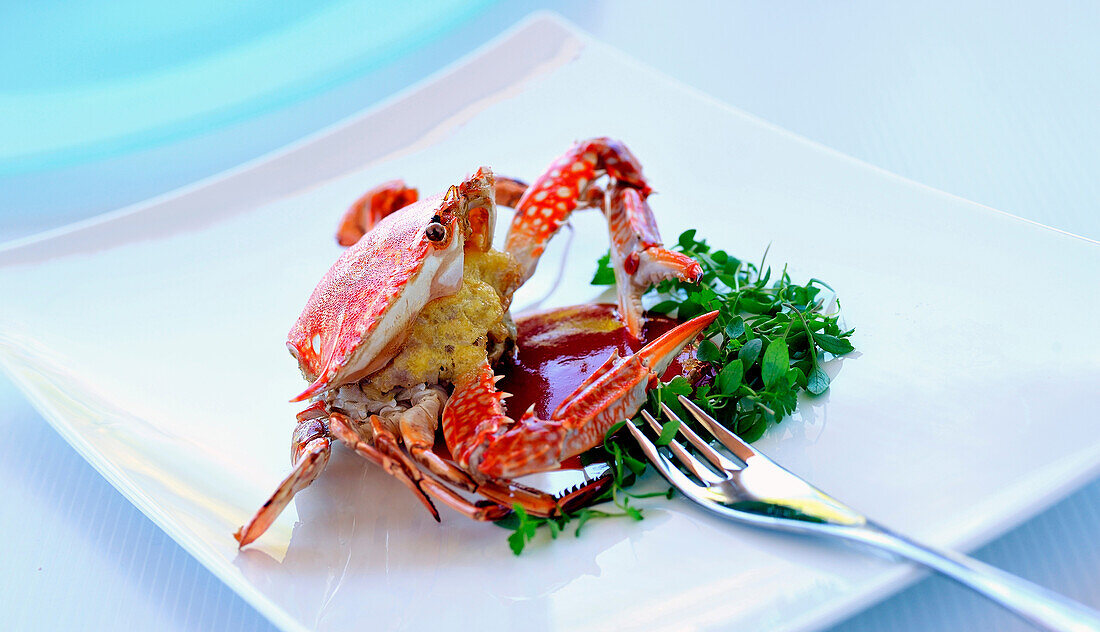 King crab on a serving platter