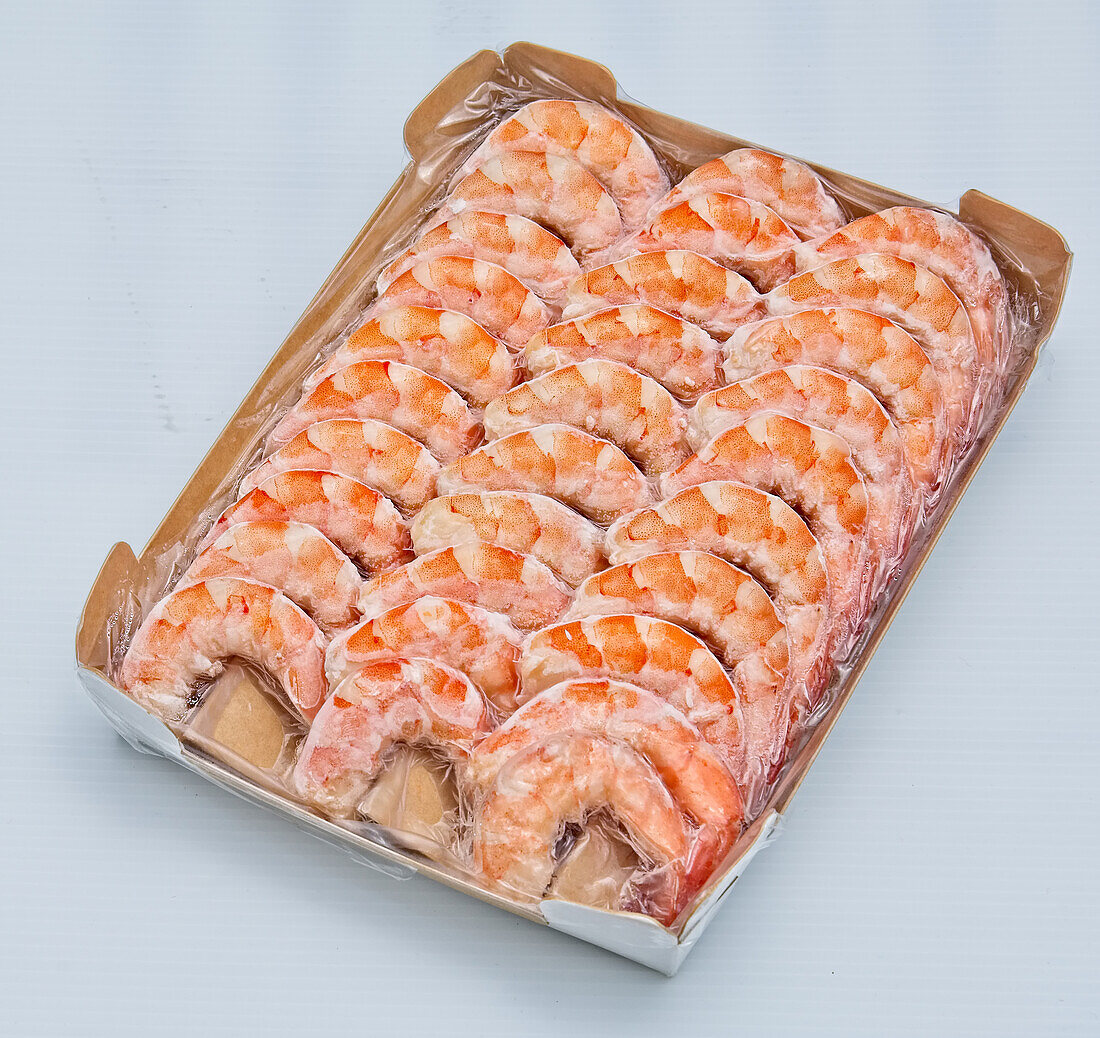 Prawns in a cardboard bowl