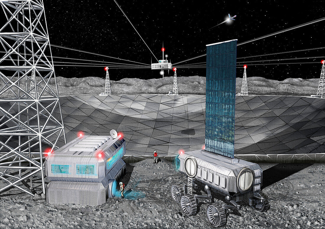 Lunar radio telescope, conceptual illustration