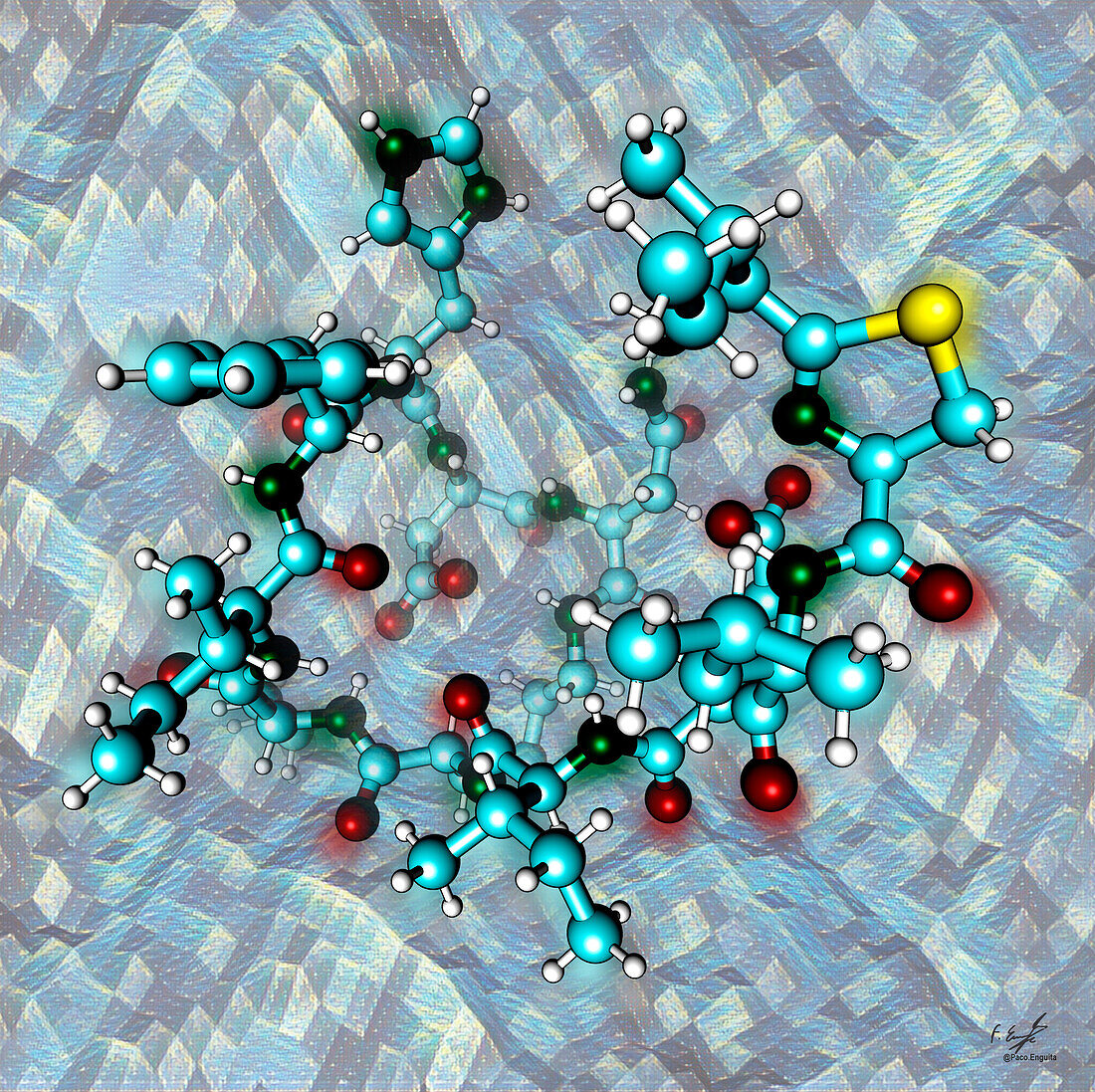Bacitracin antibiotic molecule, illustration