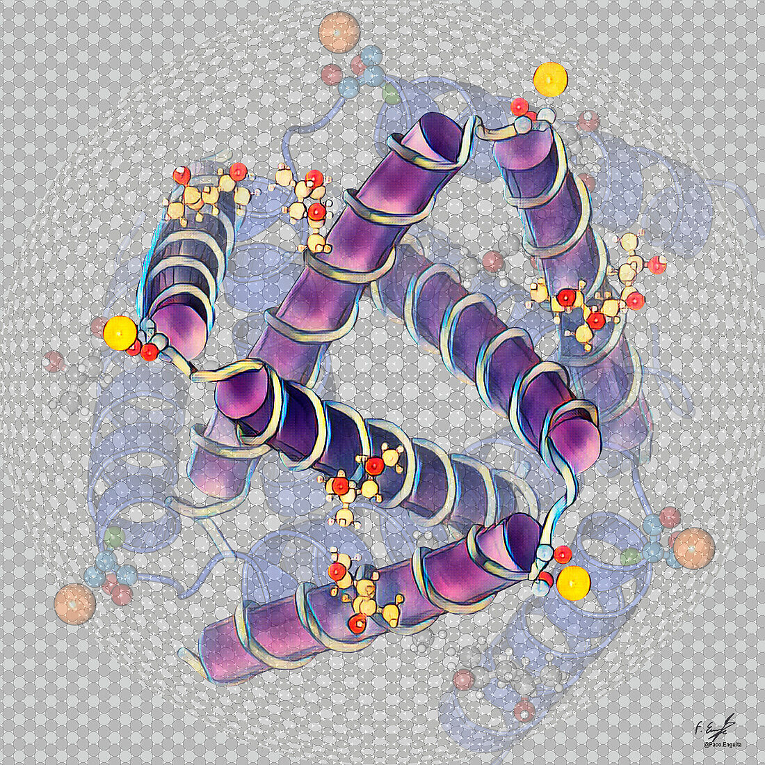 Synthetic trefoil knot protein, illustration