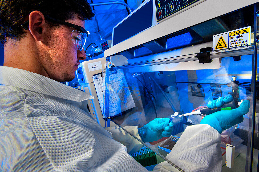 Scientist setting up a molecular test