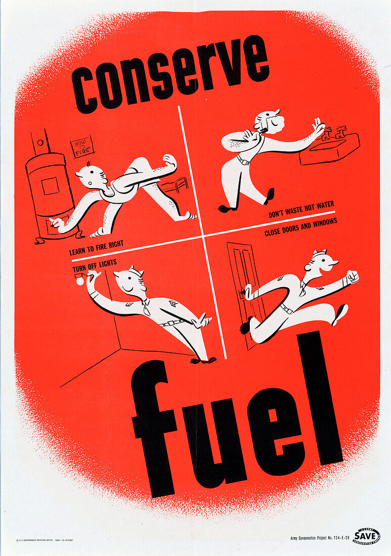 Conserve fuel, World War II poster