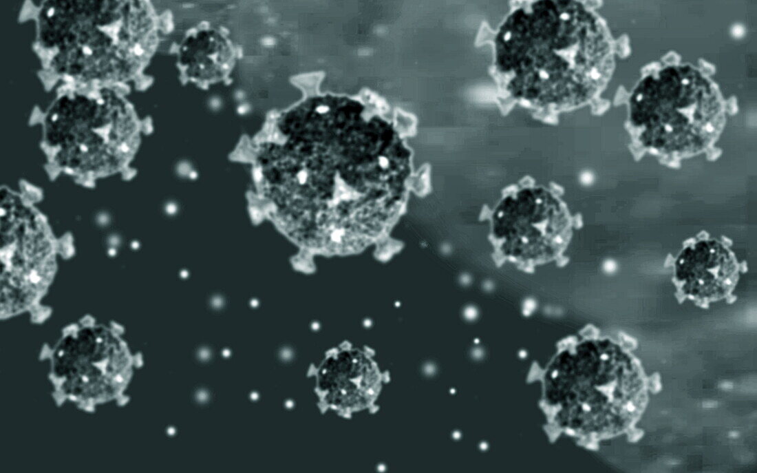 SARS-CoV-2 coronavirus particles, illustration