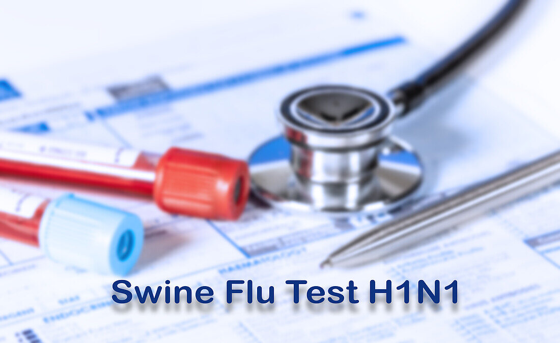 Swine flu test, conceptual image