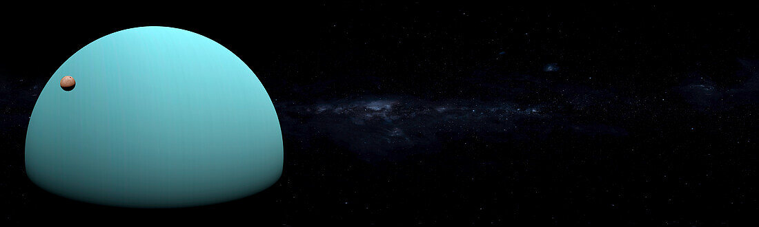 Uranus and moons, illustration
