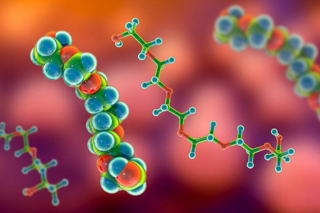 Polyethylene glycol molecule, illustration