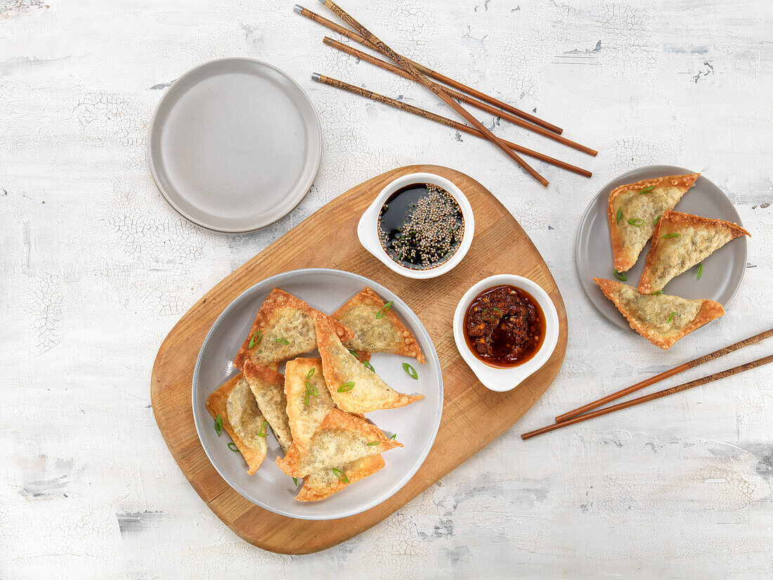 Potstickers (Asian fried dumplings) with mushroom filling