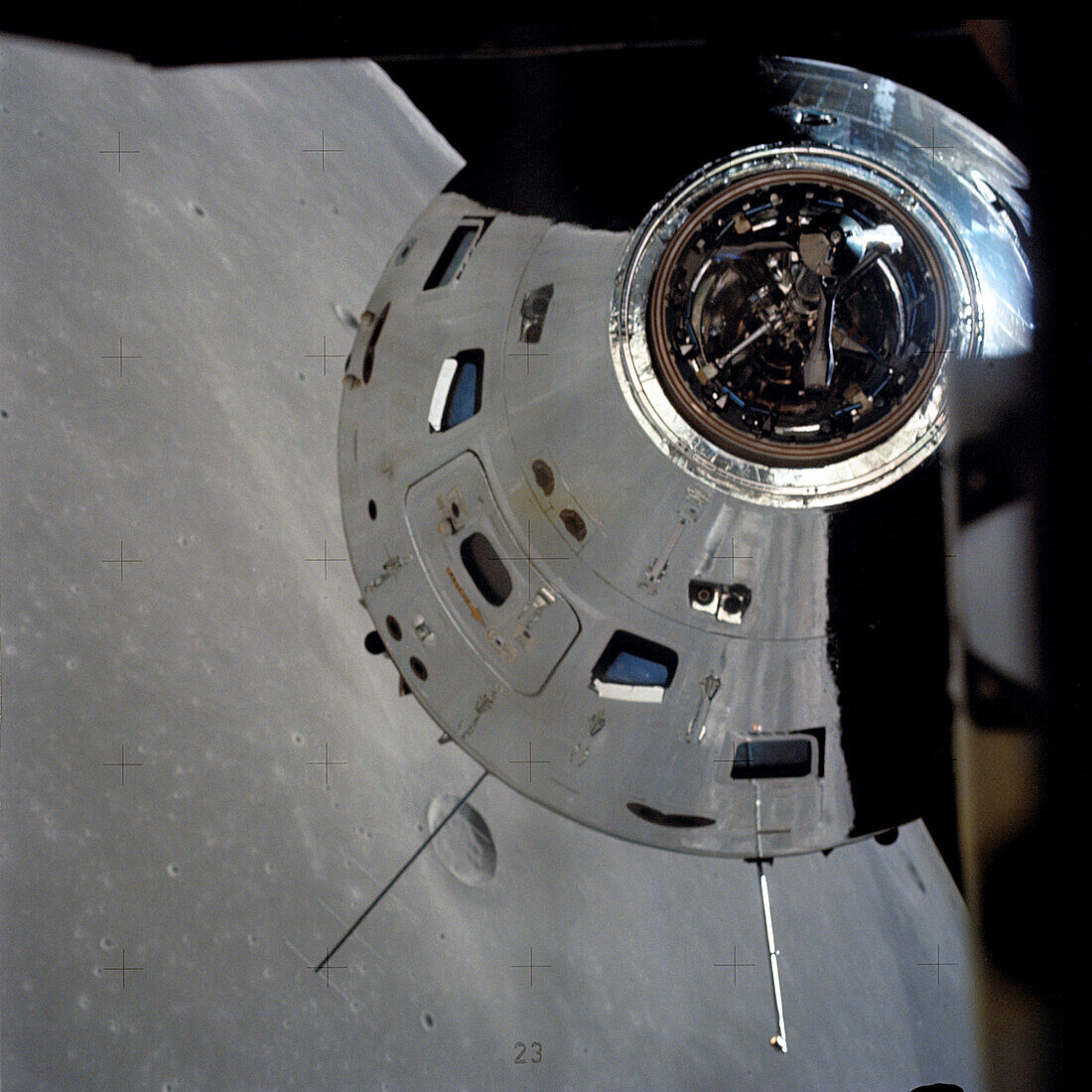 Apollo 17 command module above moon