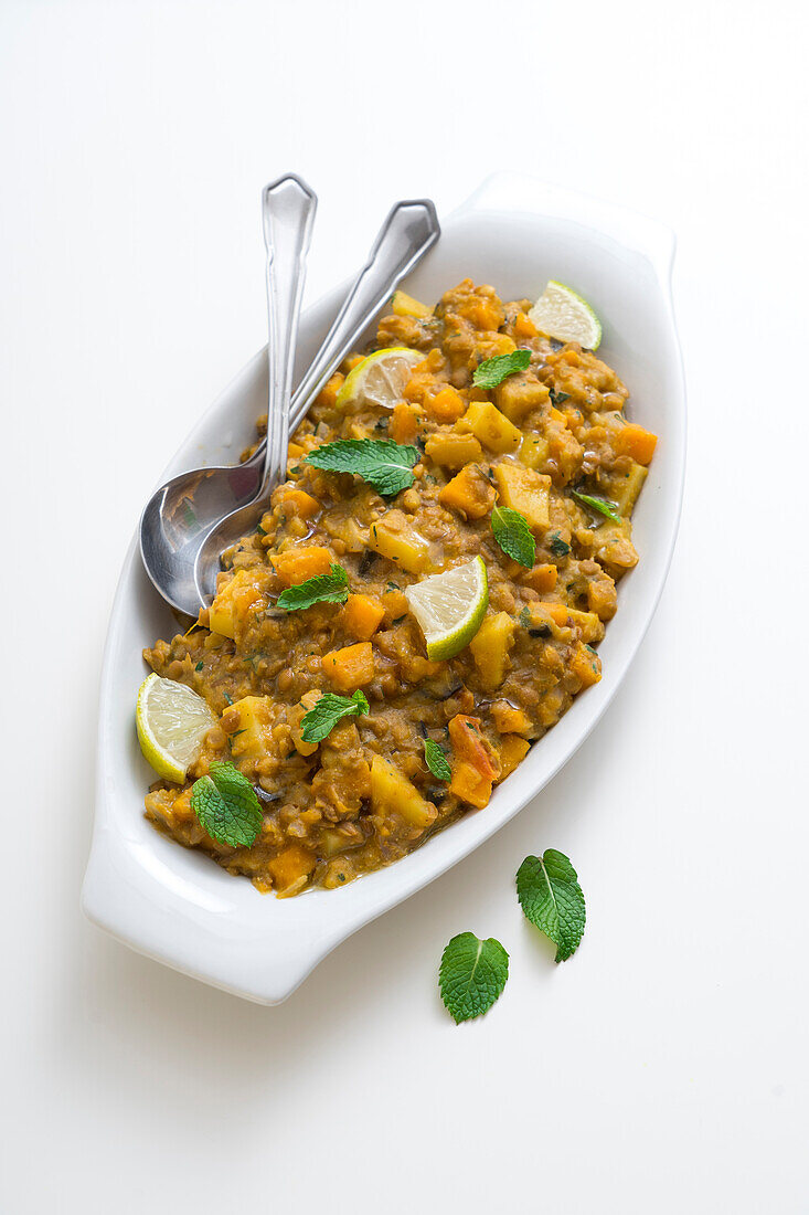 Red lentil curry with pumpkin
