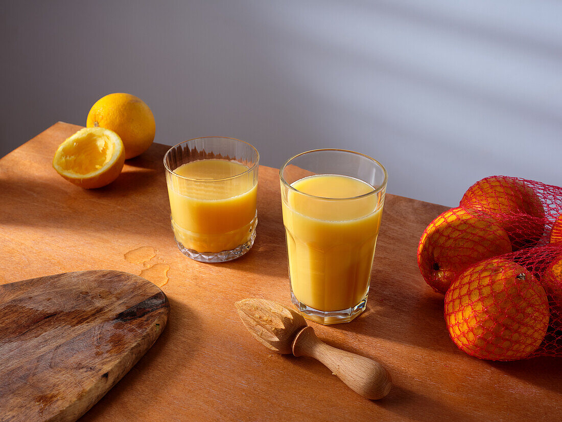 Freshly pressed orange juice for breakfast