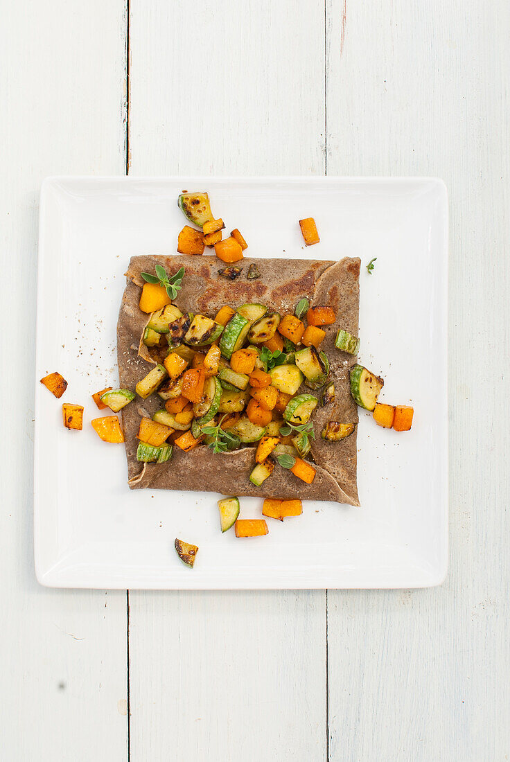 Buckwheat galette with pumpkin and zucchini