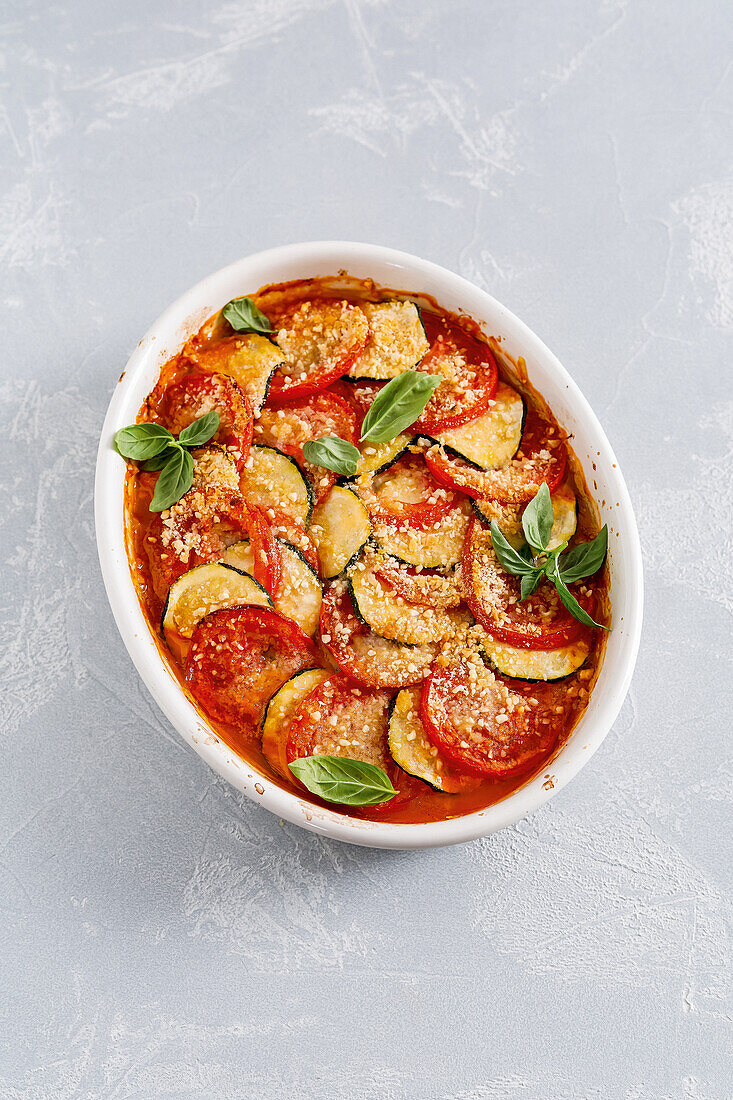 Zucchini casserole with tomatoes