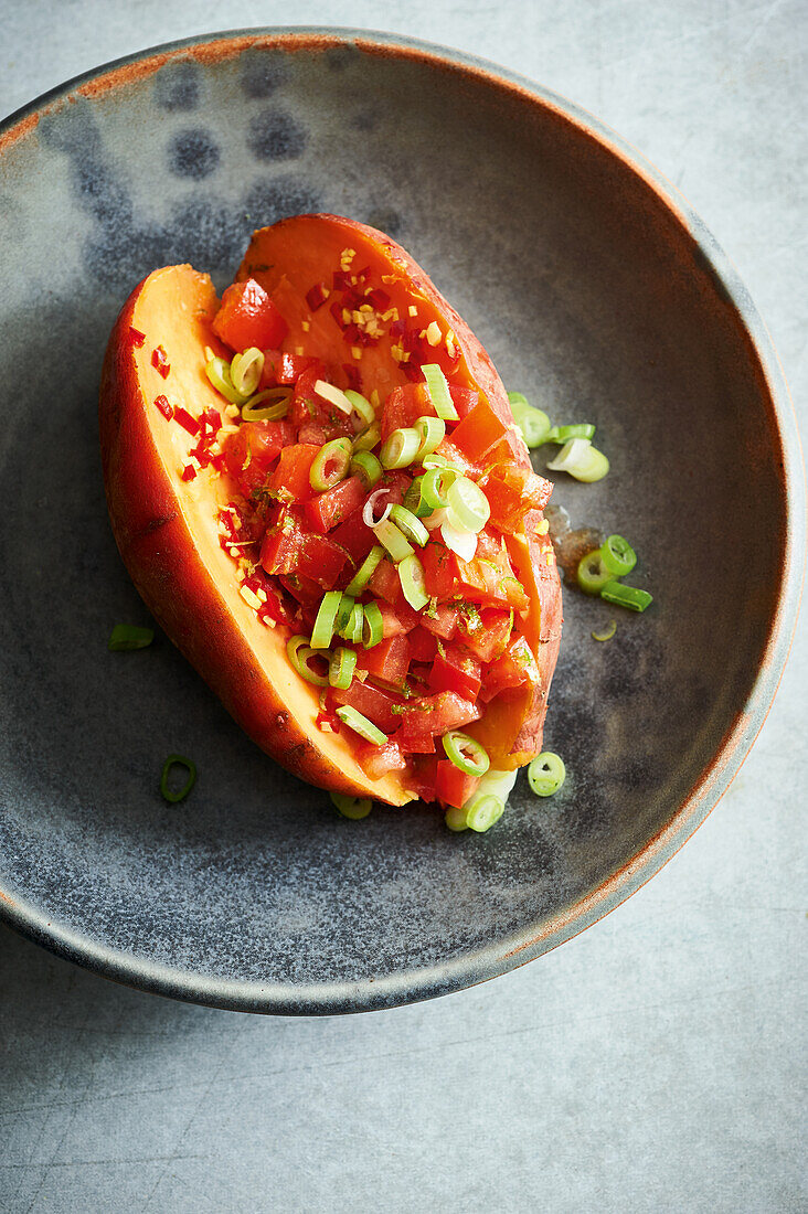 Sweet potatoes with salsa