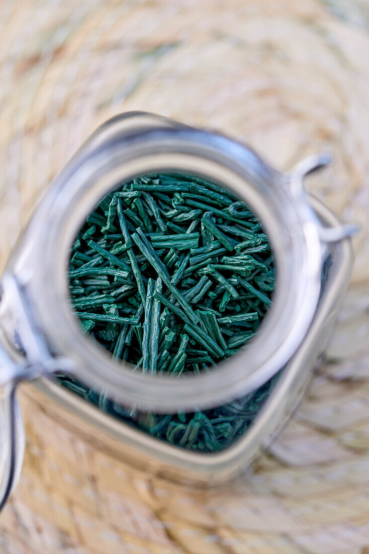 Spirulina in a jar