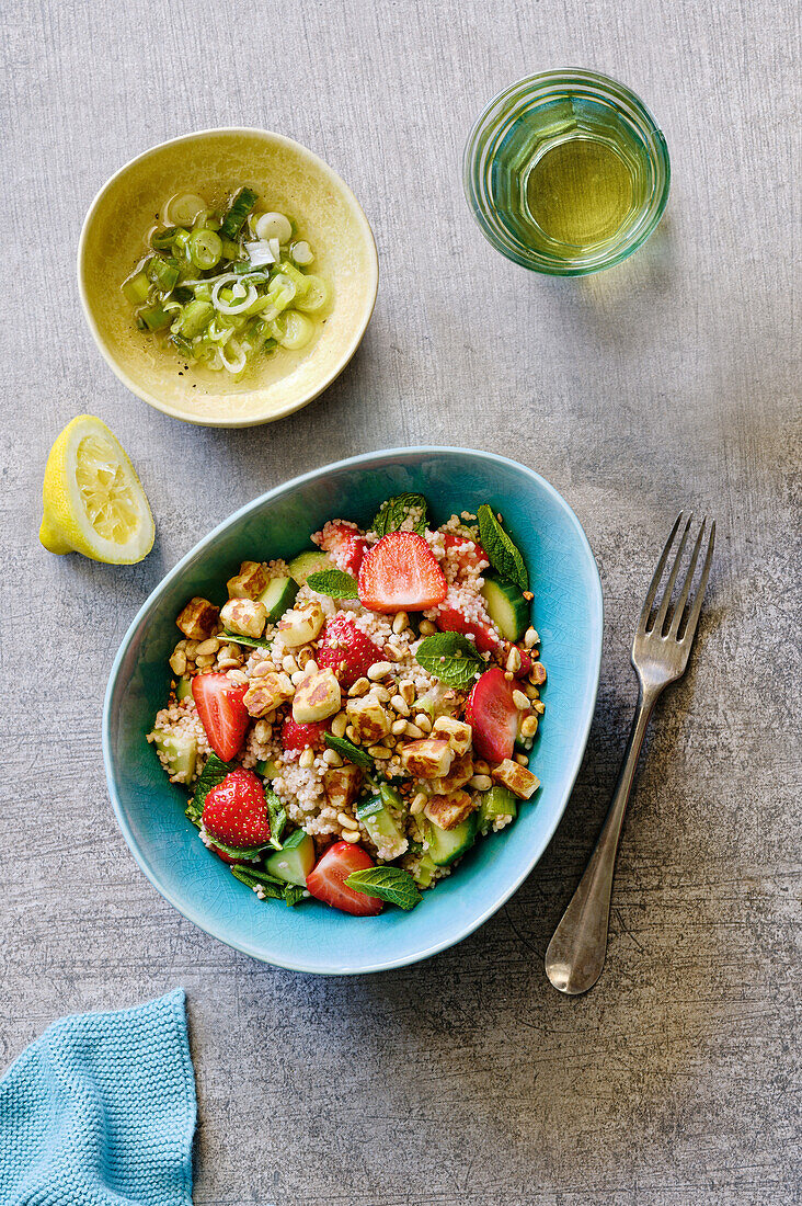 Couscous Salad with Strawberries, Cucumber, and Mint