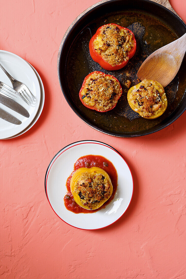 Stuffed peppers with millet and tomato sauce