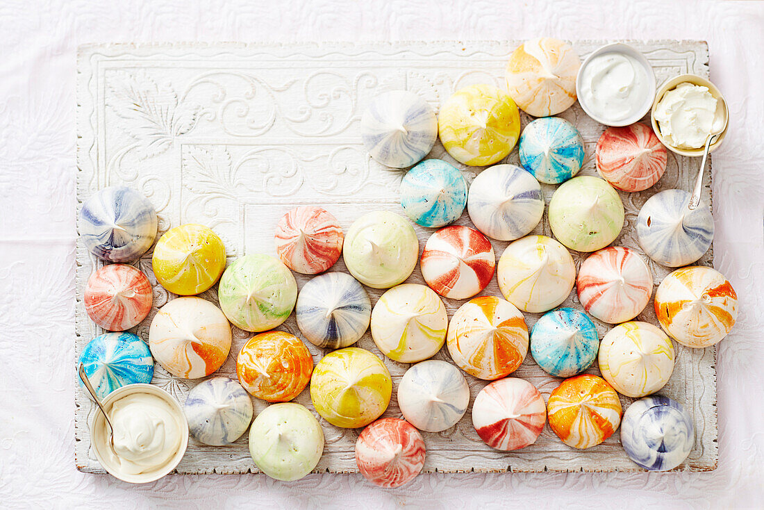 Meringues in rainbow colors