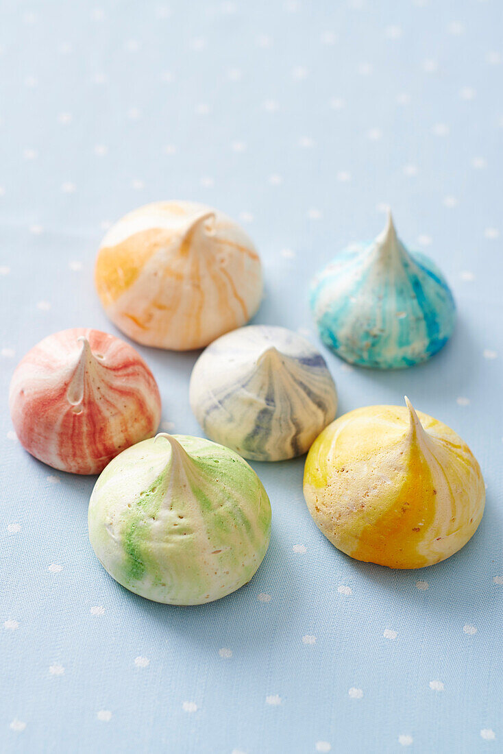 Meringues in rainbow colors