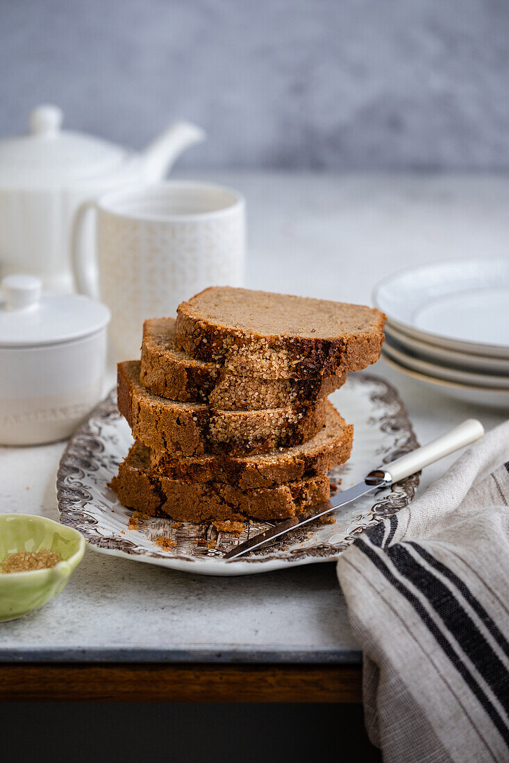 Banana cake cooked in an air fryer