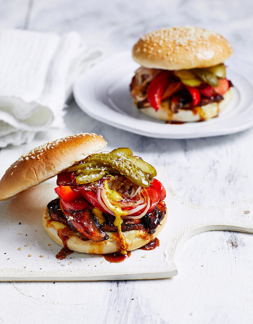 Air fryer mushroom burger