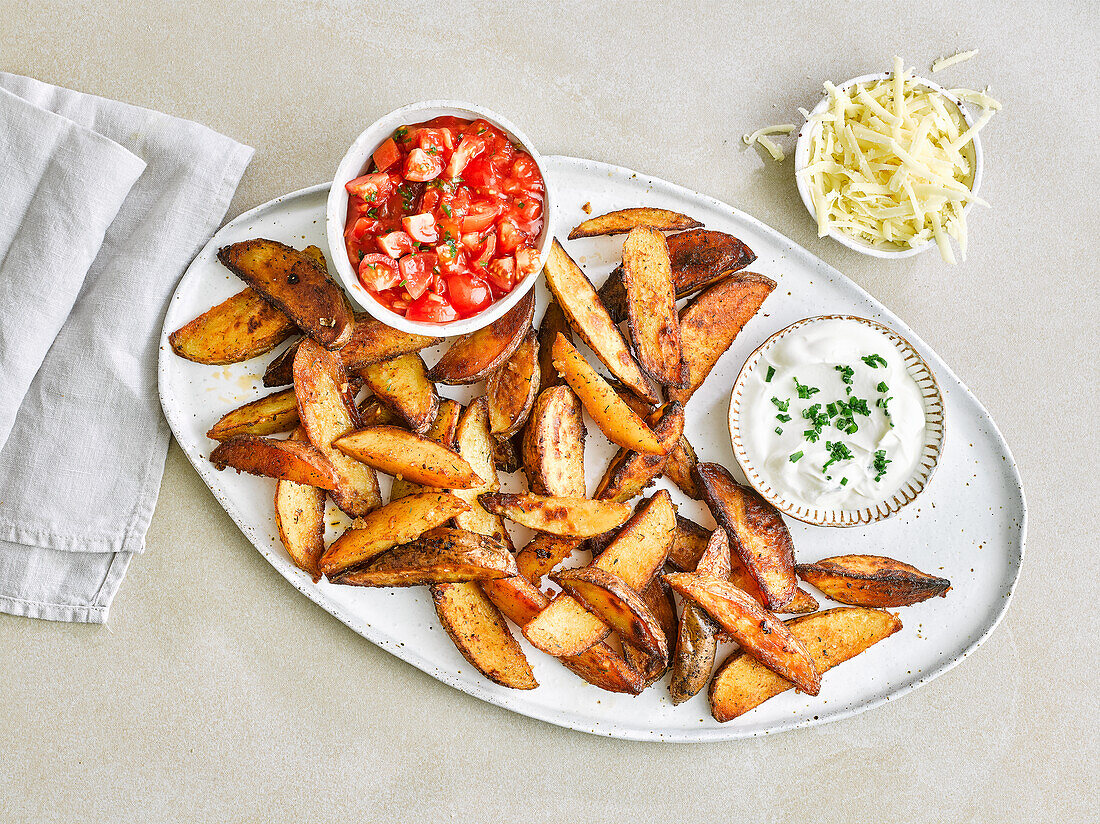 Steak fries with two different dips