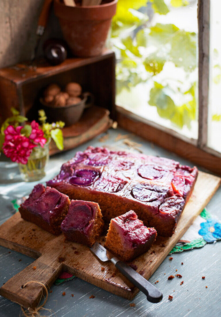 Juicy plum cake