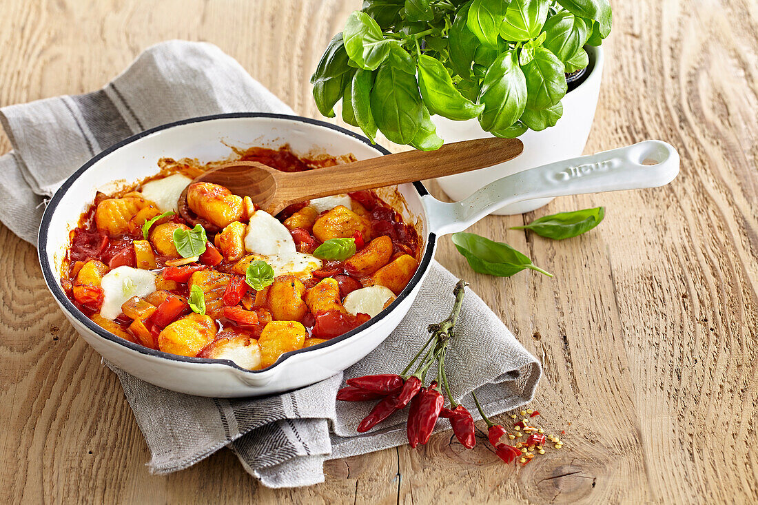 Potato gnocchi with spicy tomato sauce