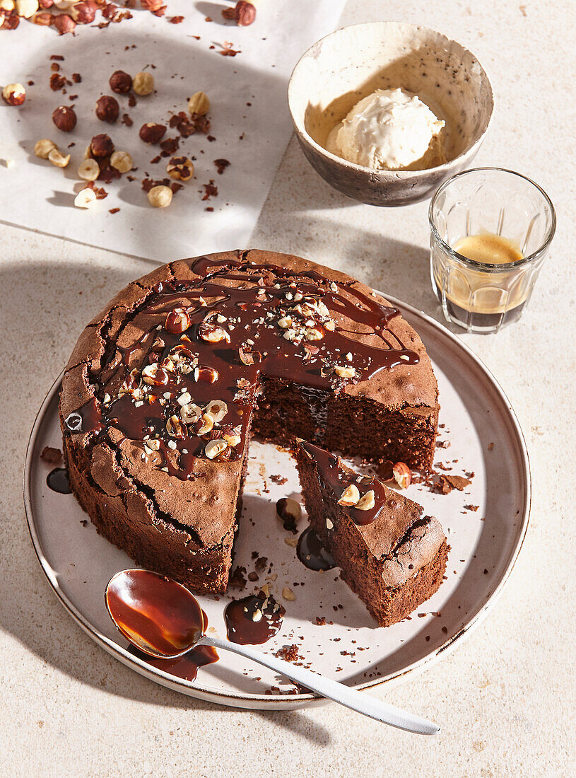 Chocolate cake with coffee glaze