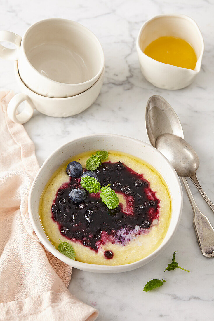 Millet porridge with blueberries