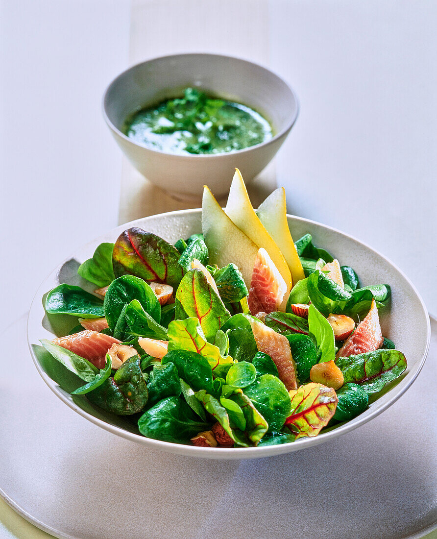 Salad with smoked eel