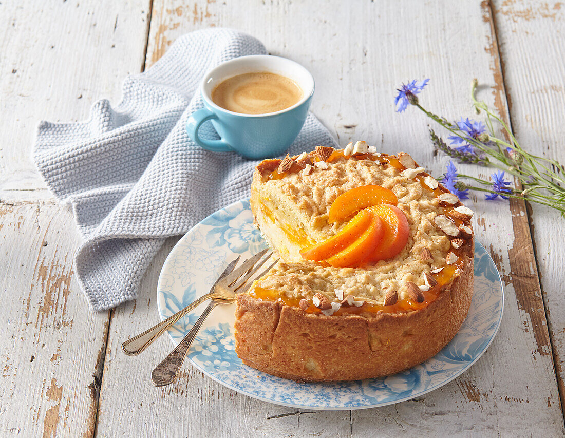 Apricot cake with custard cream