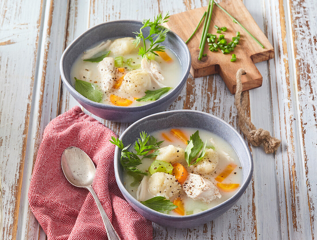 Chicken soup with dumplings