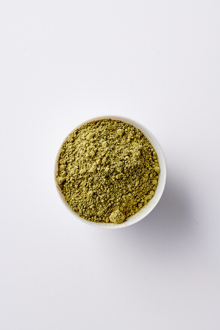 Matcha powder in a bowl