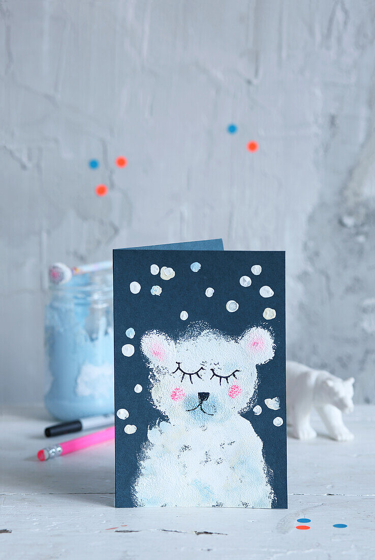 DIY Christmas card with polar bear motif