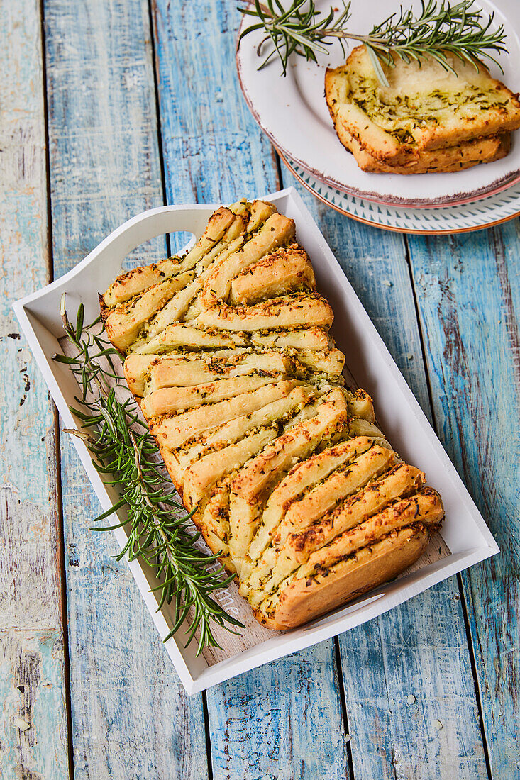 Plucked bread with rosemary