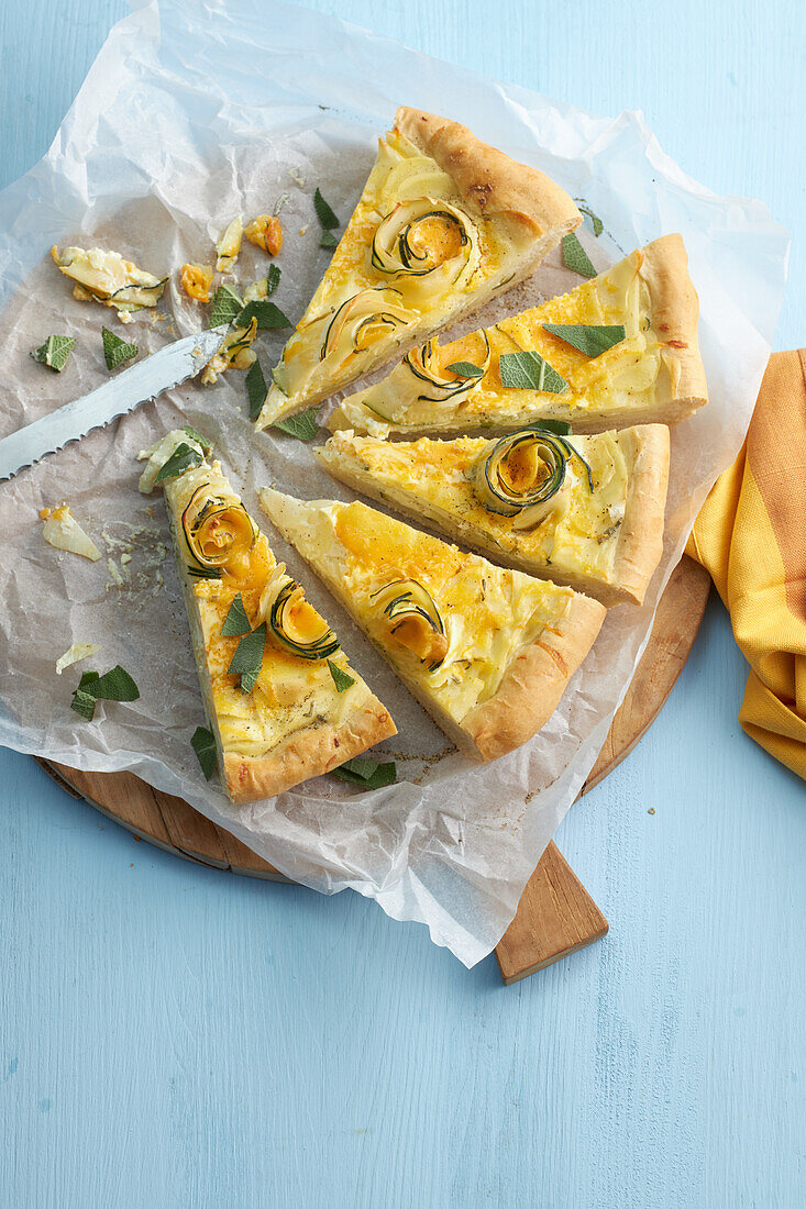 Potato and mozzarella tart with zucchini