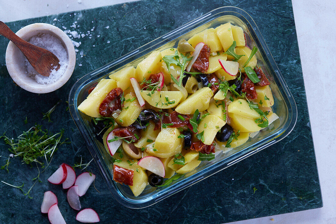 Mediterranean potato salad for a picnic