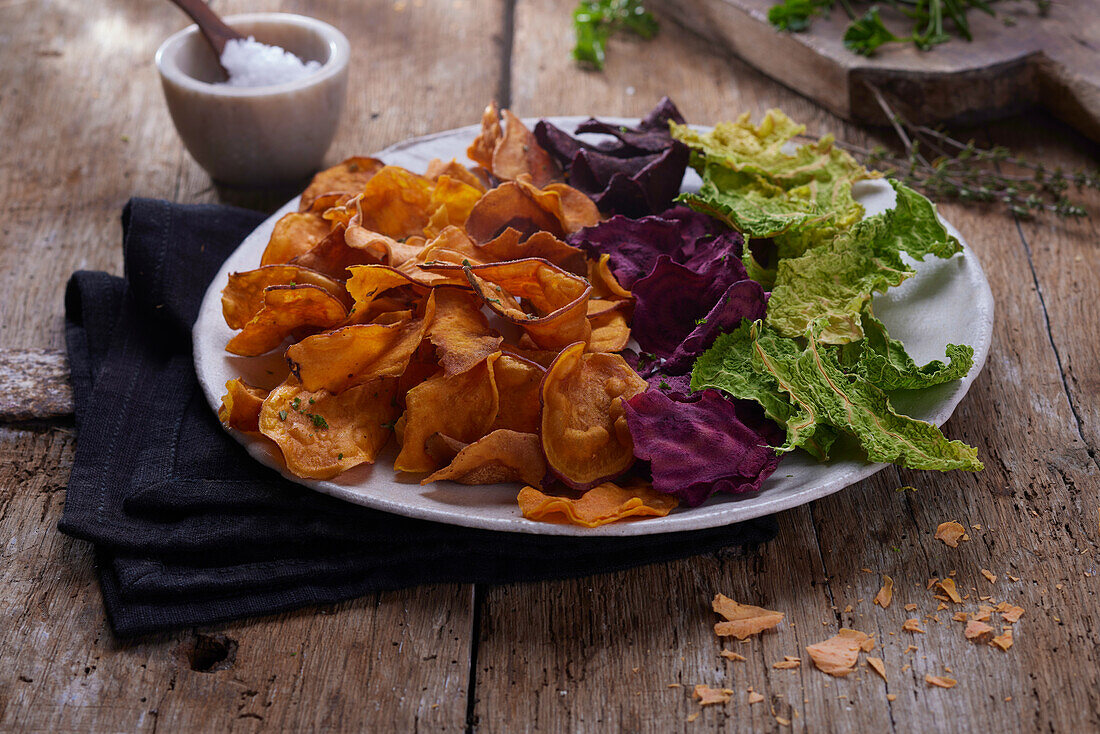 Colourful vegetable chips