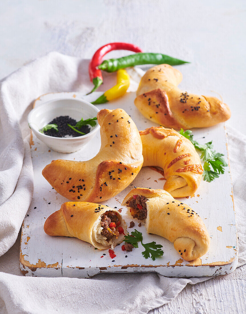 Spicy croissants with beef filling