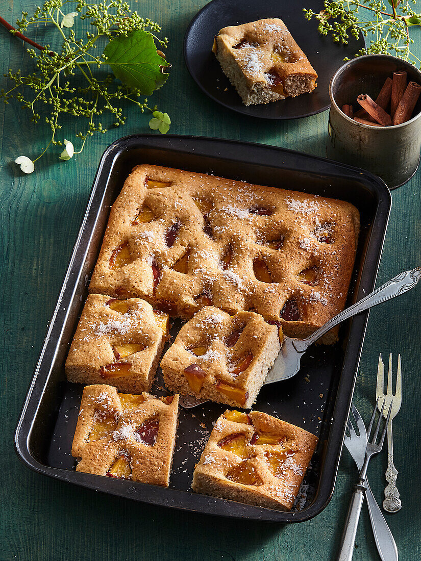 Sunken peach sponge cake