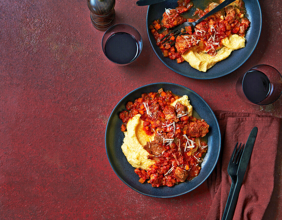 Lamb ragout with parmesan polenta