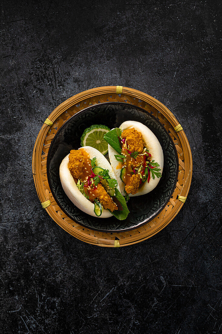 Bao Buns with breaded fish (Asia)