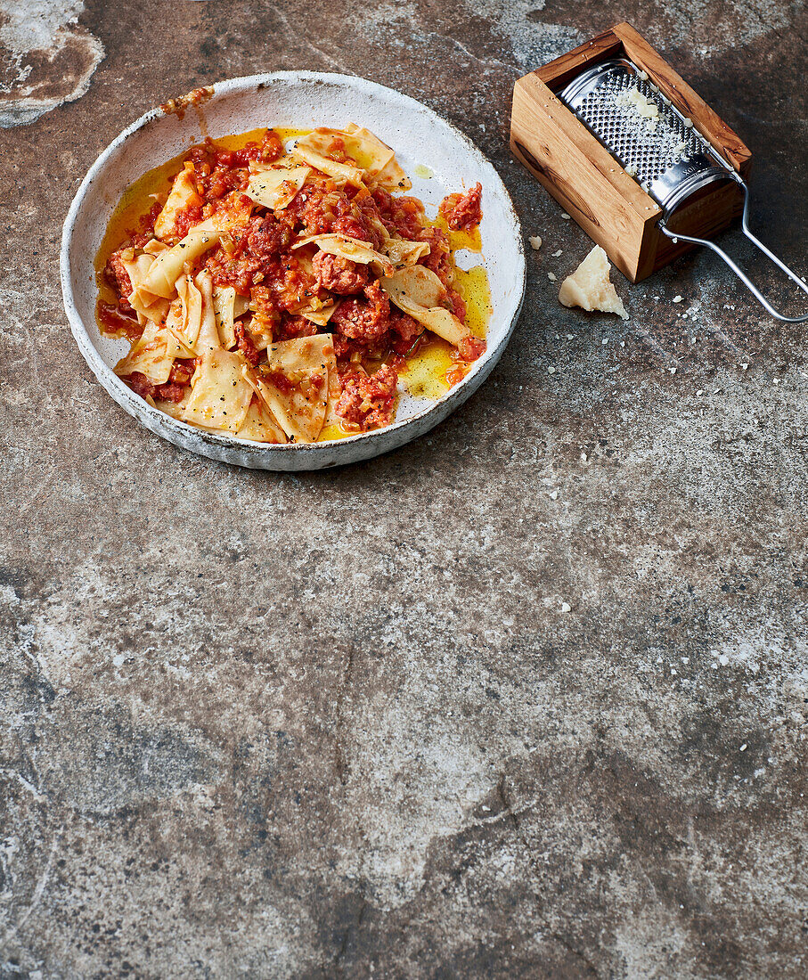 Maltagliati with Salsiccia Bolognese